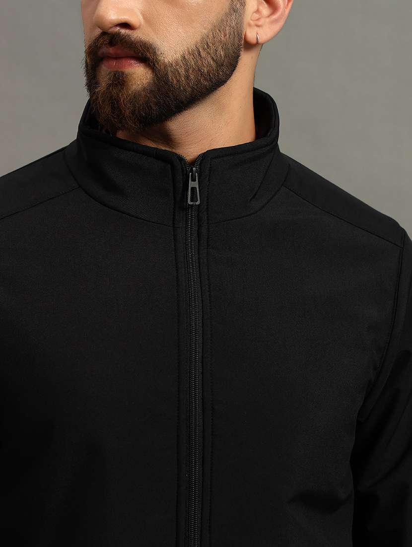 men long sleeves solid bomber jacket - 21670271 -  Standard Image - 4