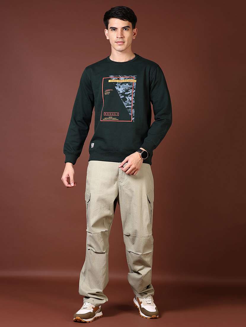 men solid mid rise cargos - 21670305 -  Standard Image - 4