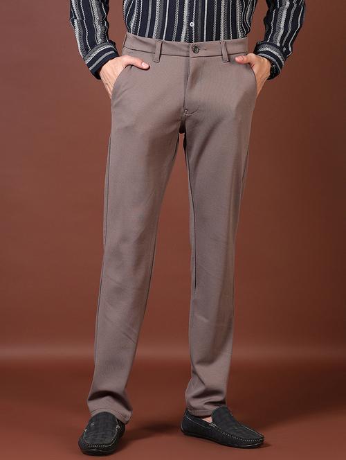 men solid flat front casual trouser - 21670312 -  Standard Image - 0