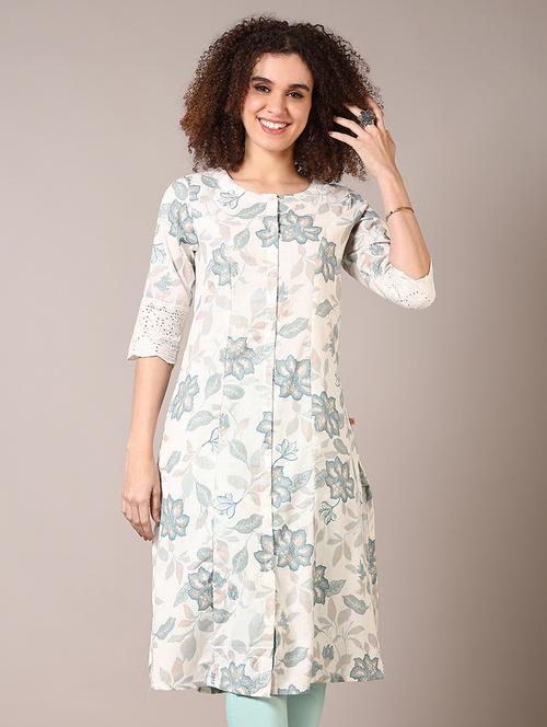 women round neck floral printed a-line kurta - 21670318 -  Standard Image - 0