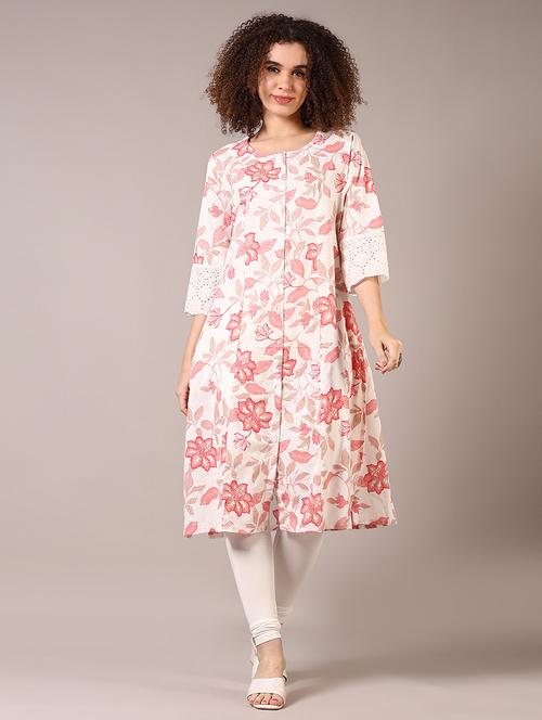 women round neck floral printed a-line kurta - 21670319 -  Standard Image - 0