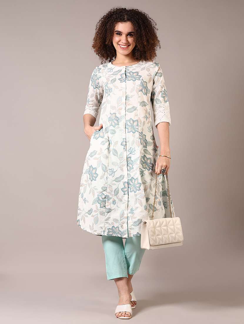 women three quarter sleeve a-line kurta - 21670321 -  Standard Image - 4