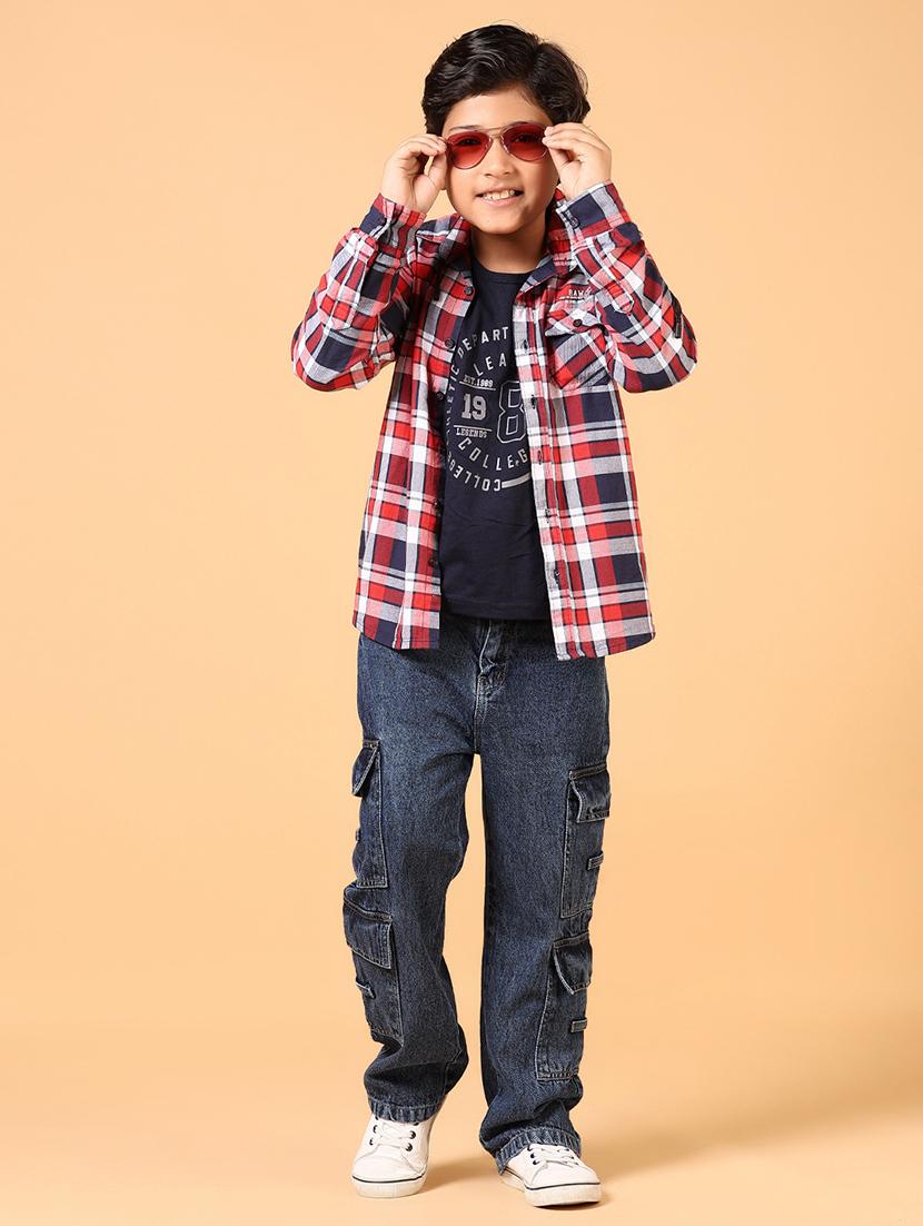 boys checkered collared casual shirt - 21670350 - Standard Image - 4
