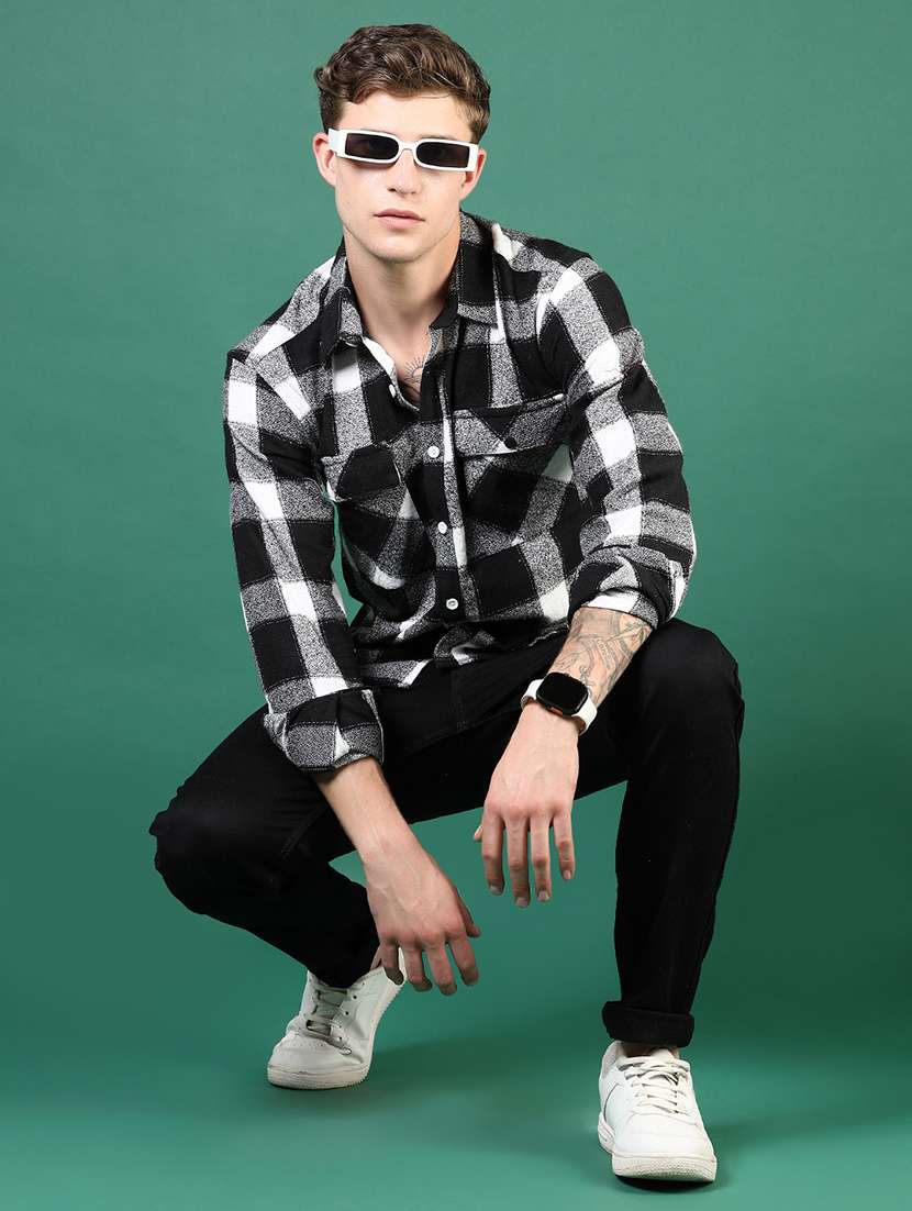 men checkered long sleeve regular fit casual shirt - 21670354 -  Standard Image - 4