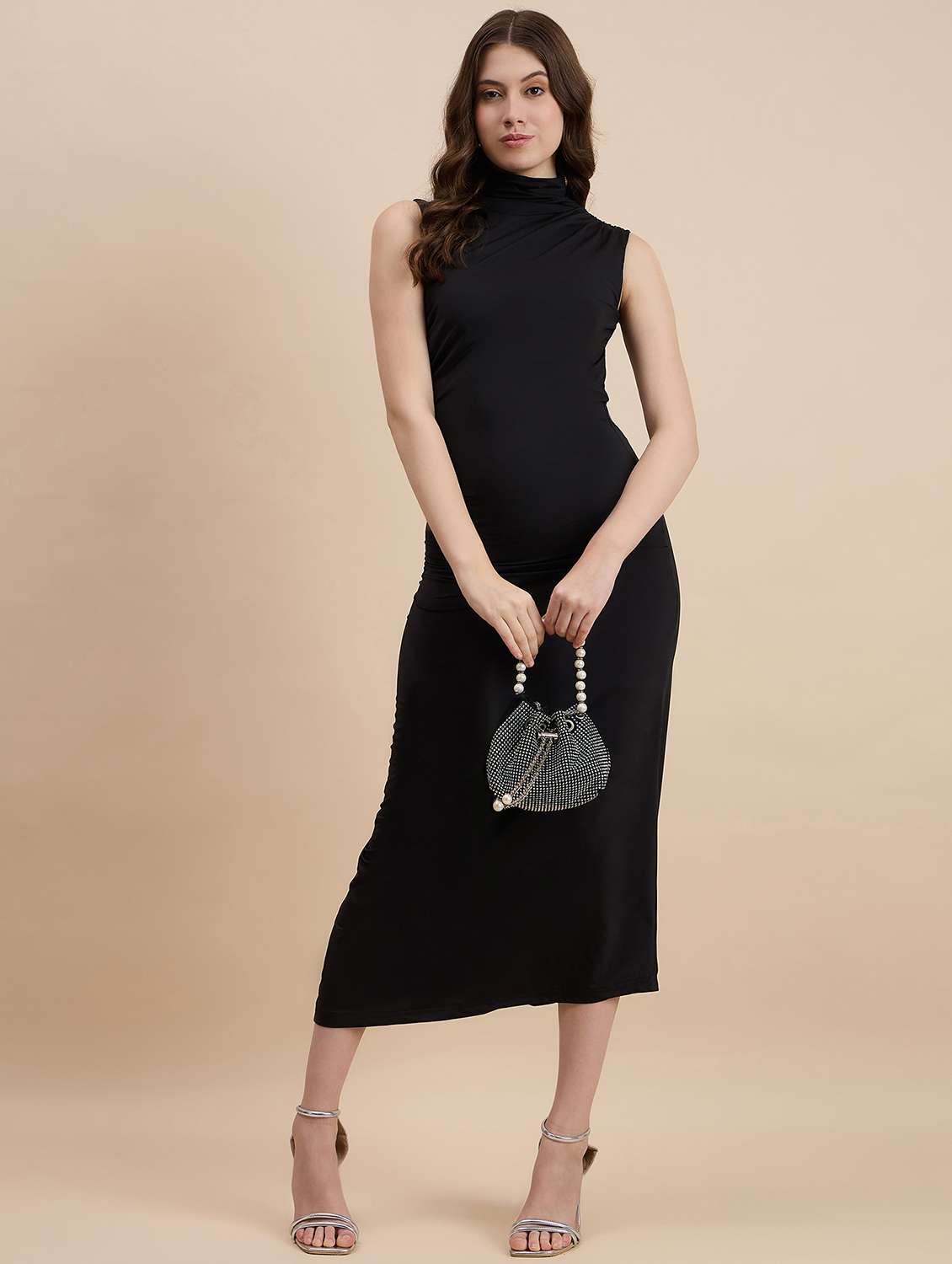 women solid sleeveless bodycon dress