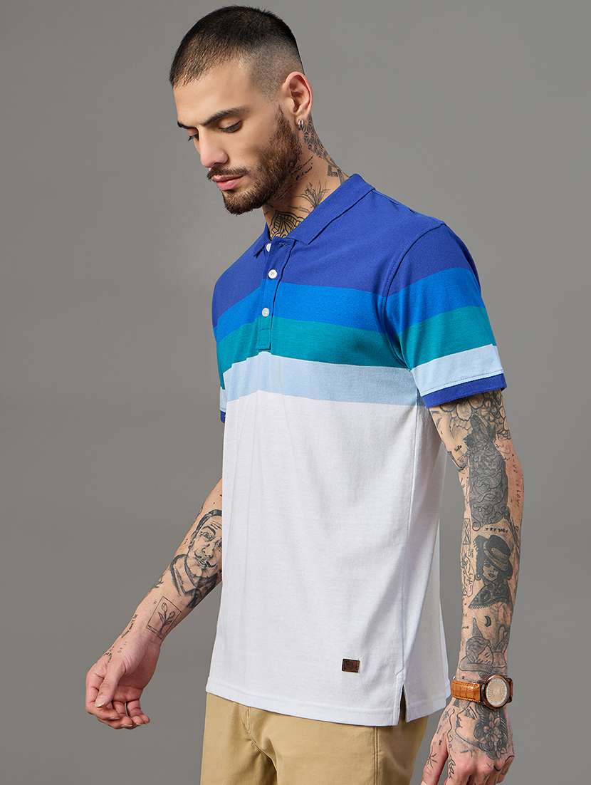 men short sleeve color block polo t-shirt