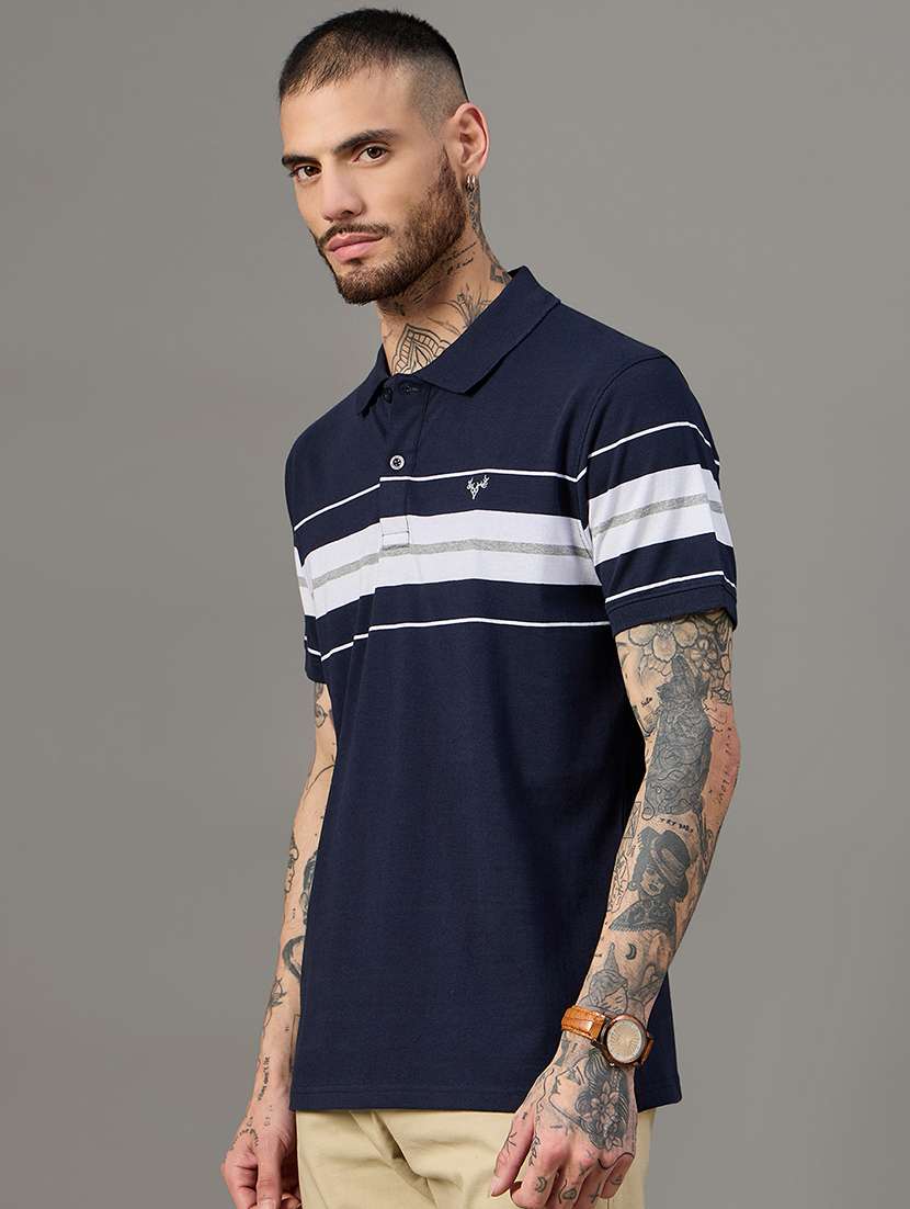 men short sleeve color block polo t-shirt