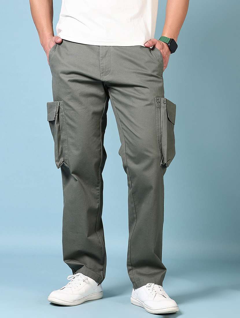 men solid mid rise regular fit cargo - 21670761 -  Standard Image - 1