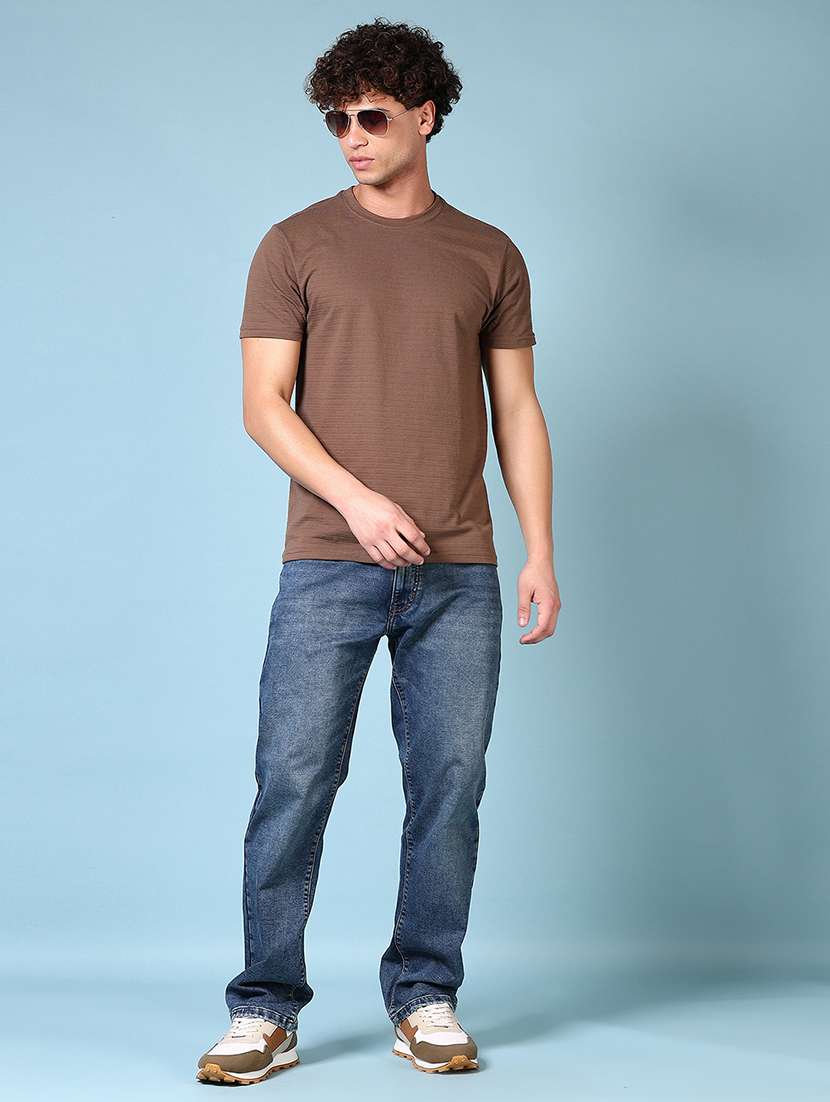 men plain mid rise staight fit jeans - 21670808 -  Standard Image - 4