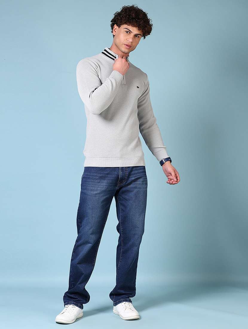 men plain mid rise staight fit jeans - 21670809 -  Standard Image - 4