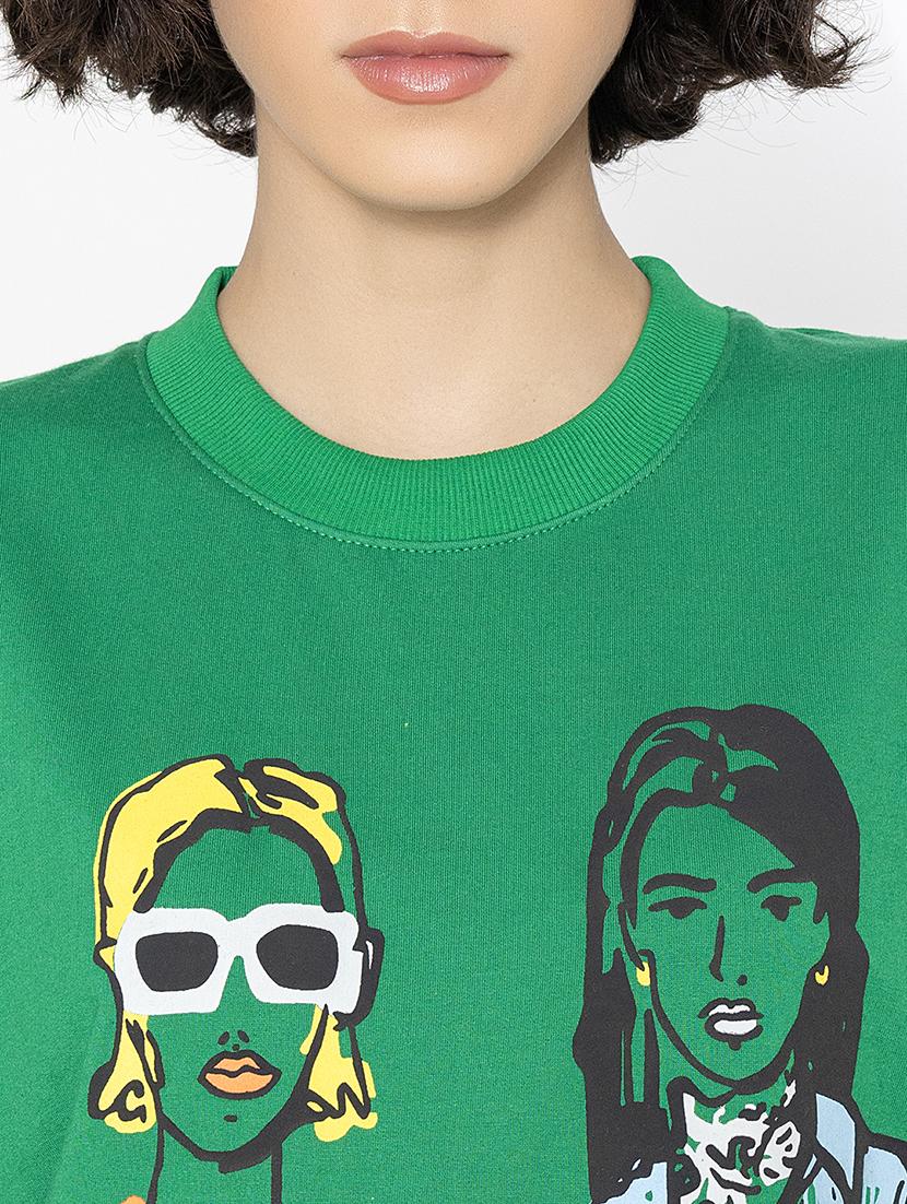 women front print long sleeves sweatshirt - 21670910 - Standard Image - 4