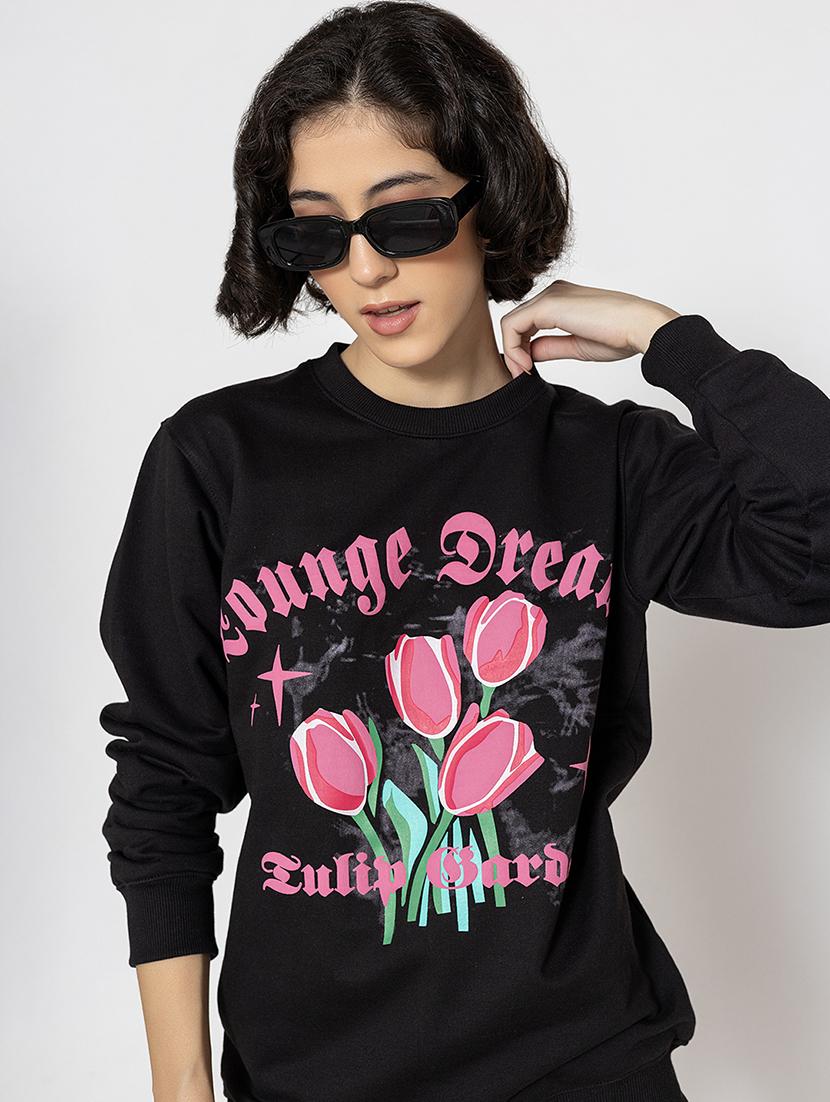 women front print long sleeves sweatshirt - 21670912 -  Standard Image - 1