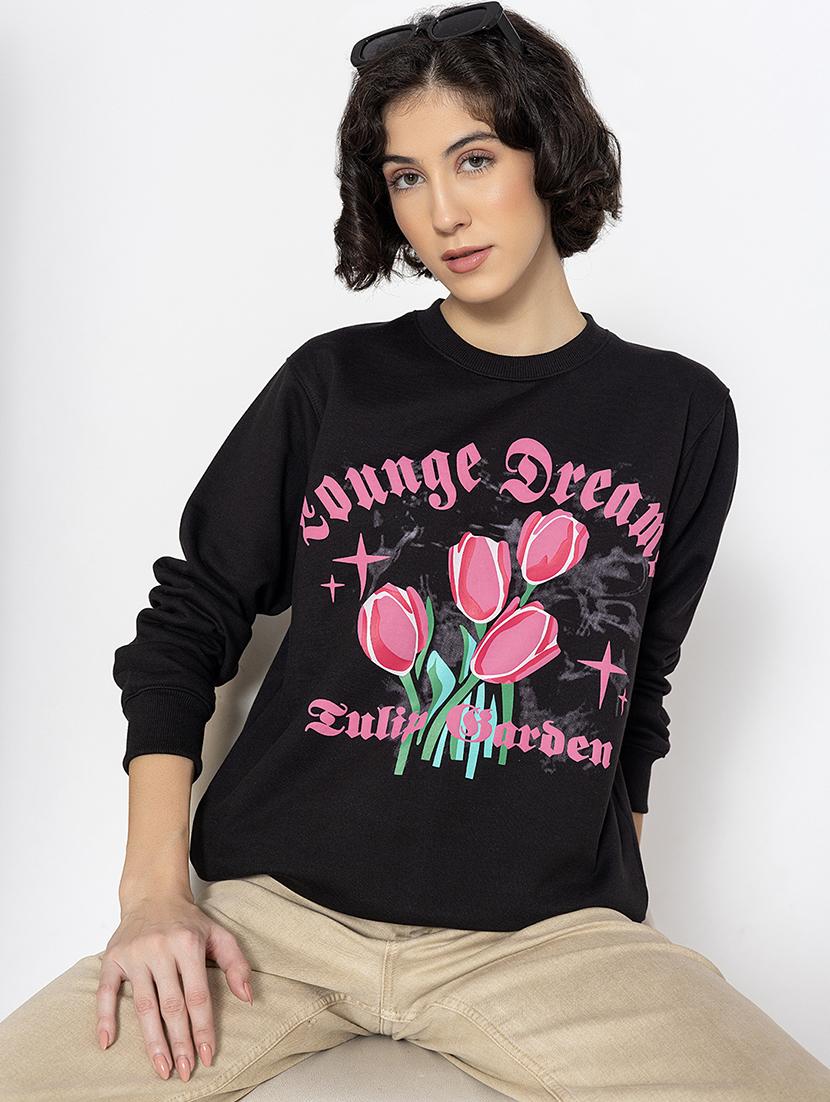women front print long sleeves sweatshirt - 21670912 - Standard Image - 4