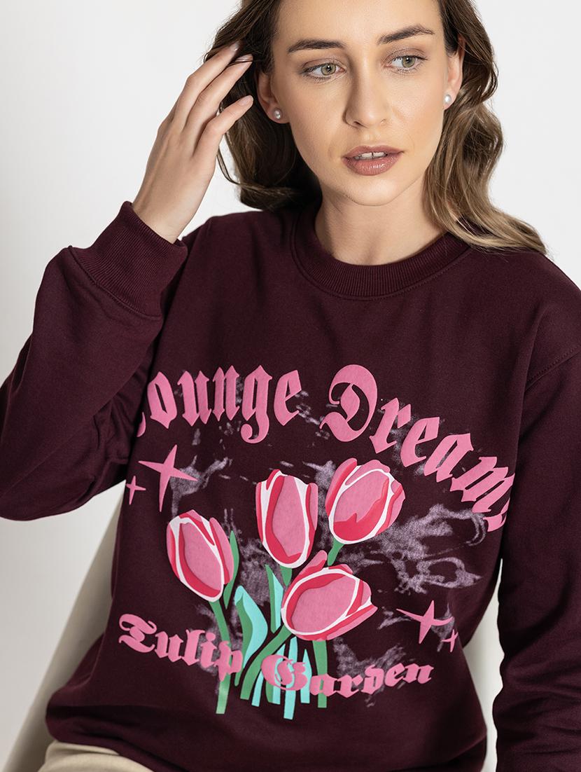 women front print long sleeve sweatshirt - 21670917 - Standard Image - 4