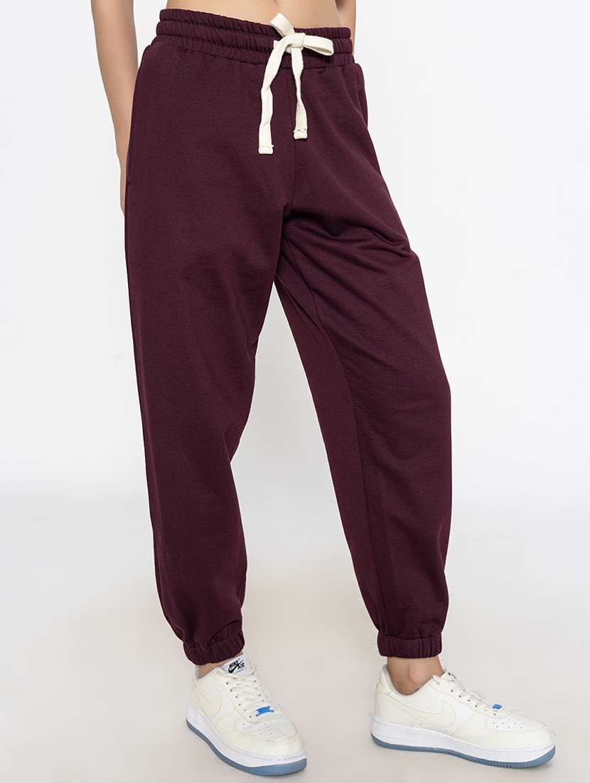 women solid high rise relaxed fit jogger - 21670919 - Standard Image - 1