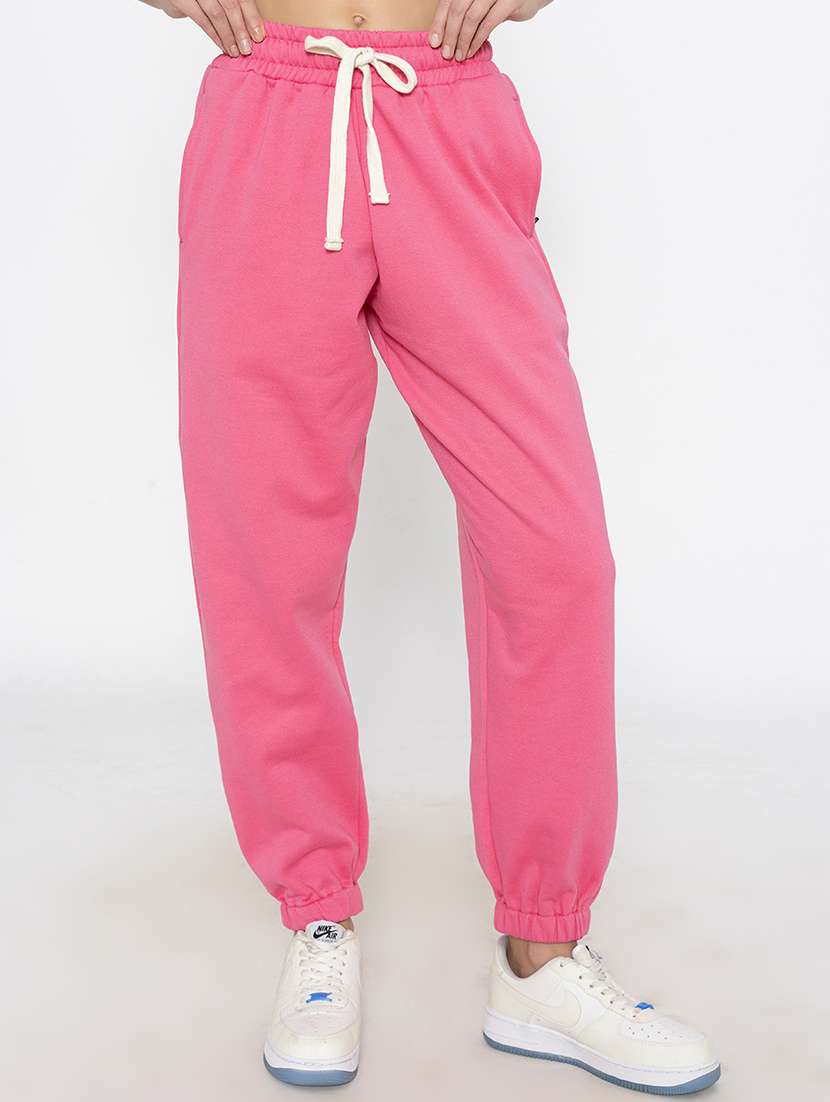 women solid mid rise relaxed fit jogger