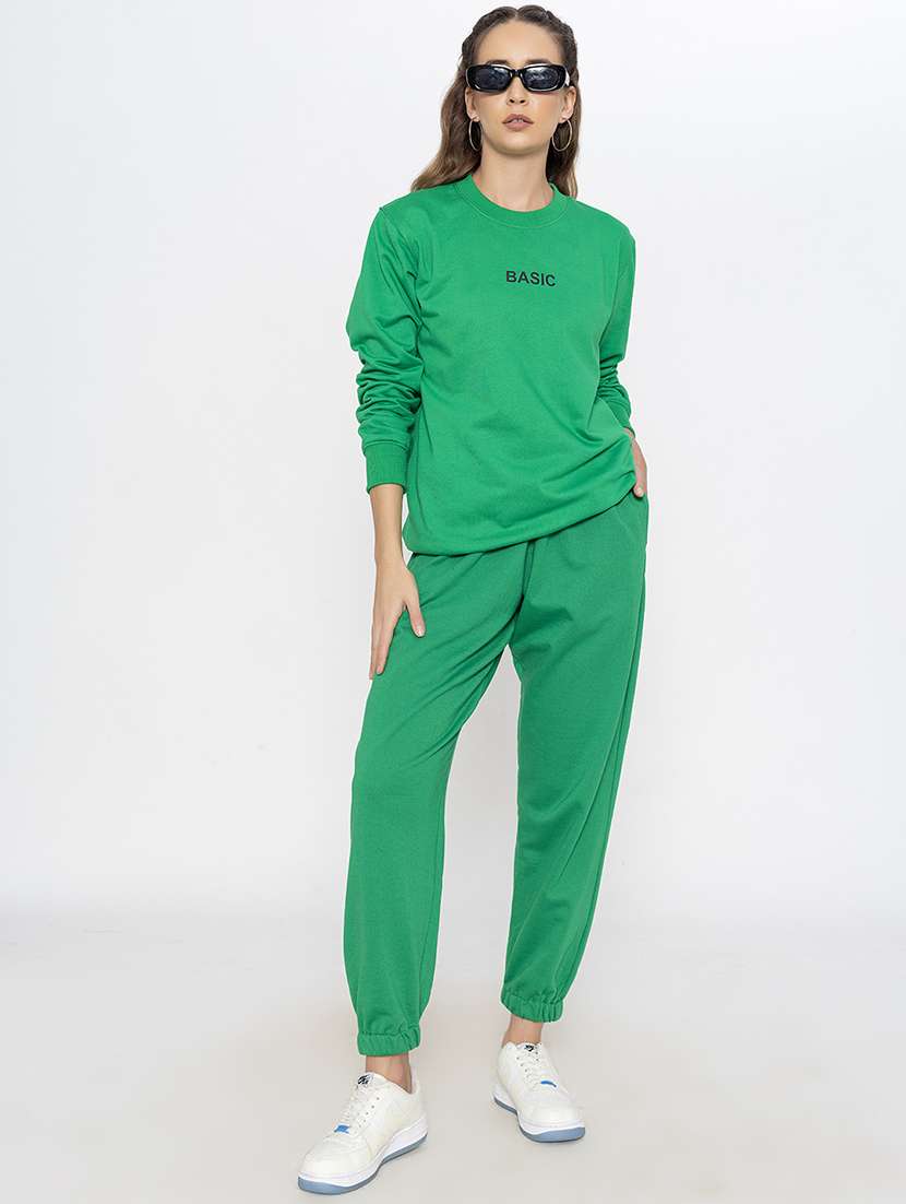 women solid long sleeve co-ord set