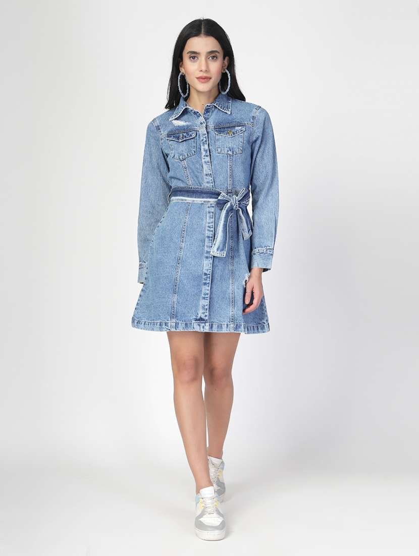 light blue cotton aline dress