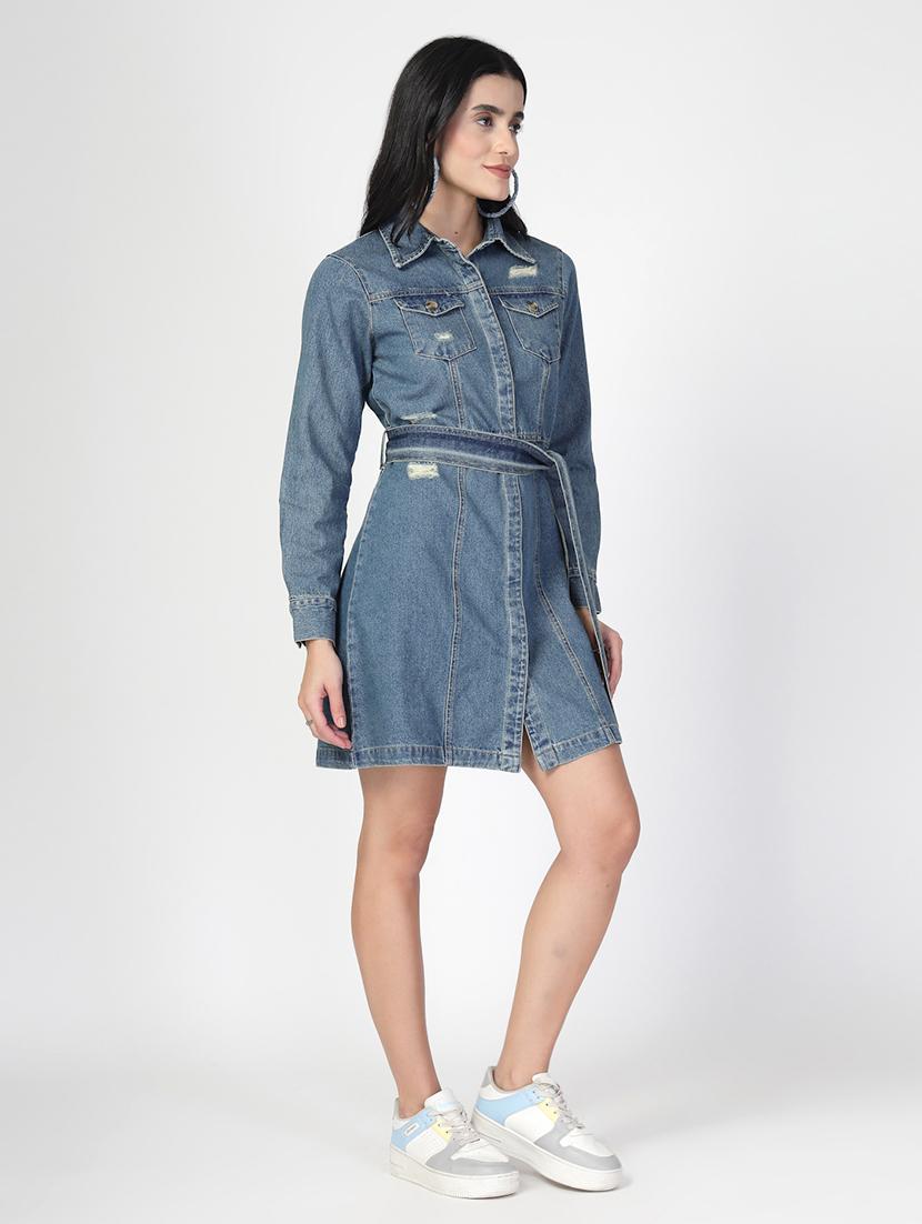 blue cotton aline dress - 21670948 -  Standard Image - 1