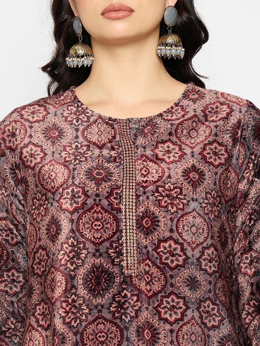 women printed long sleeves woolen kurta - 21670949 -  Standard Image - 4