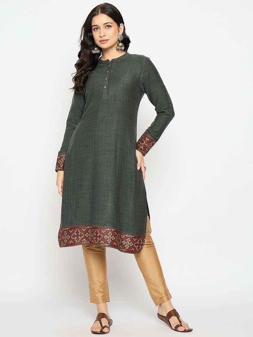 grey acrylic blend woolen kurta