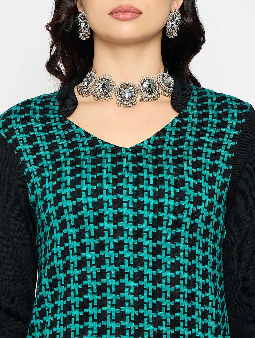 women printed woolen long sleeve kurta - 21670963 -  Standard Image - 4