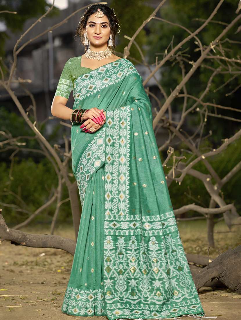 women self design tussar saree with blouse