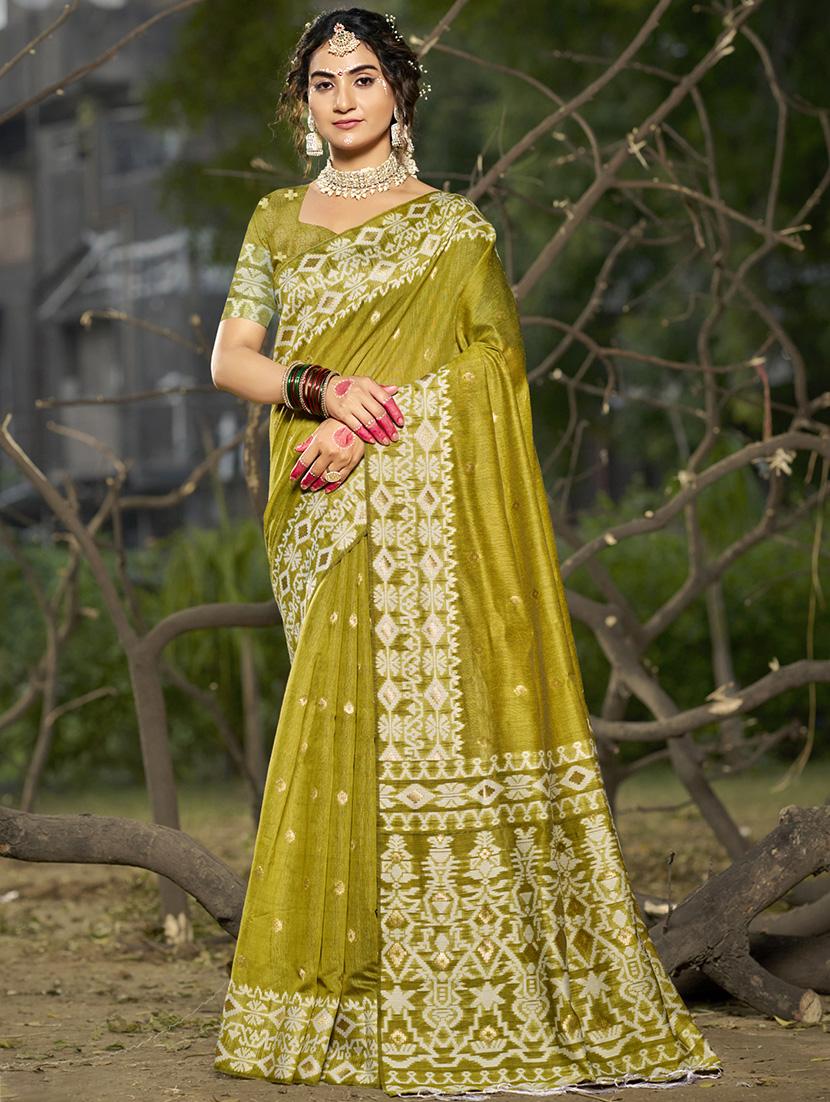 women self design tussar saree with blouse
