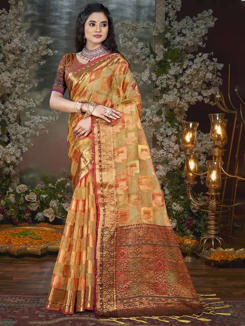 women self design chanderi saree with blouse - 21671154 -  Standard Image - 0