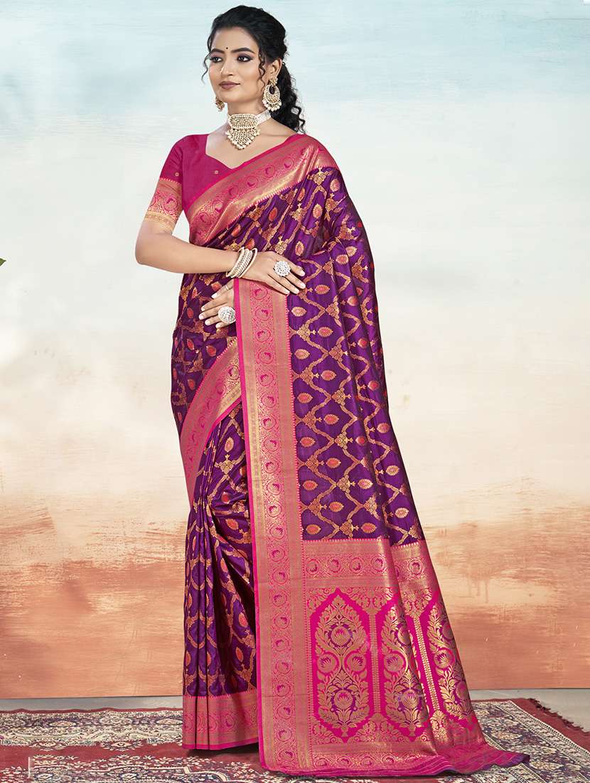 women self design banarasi saree with blouse