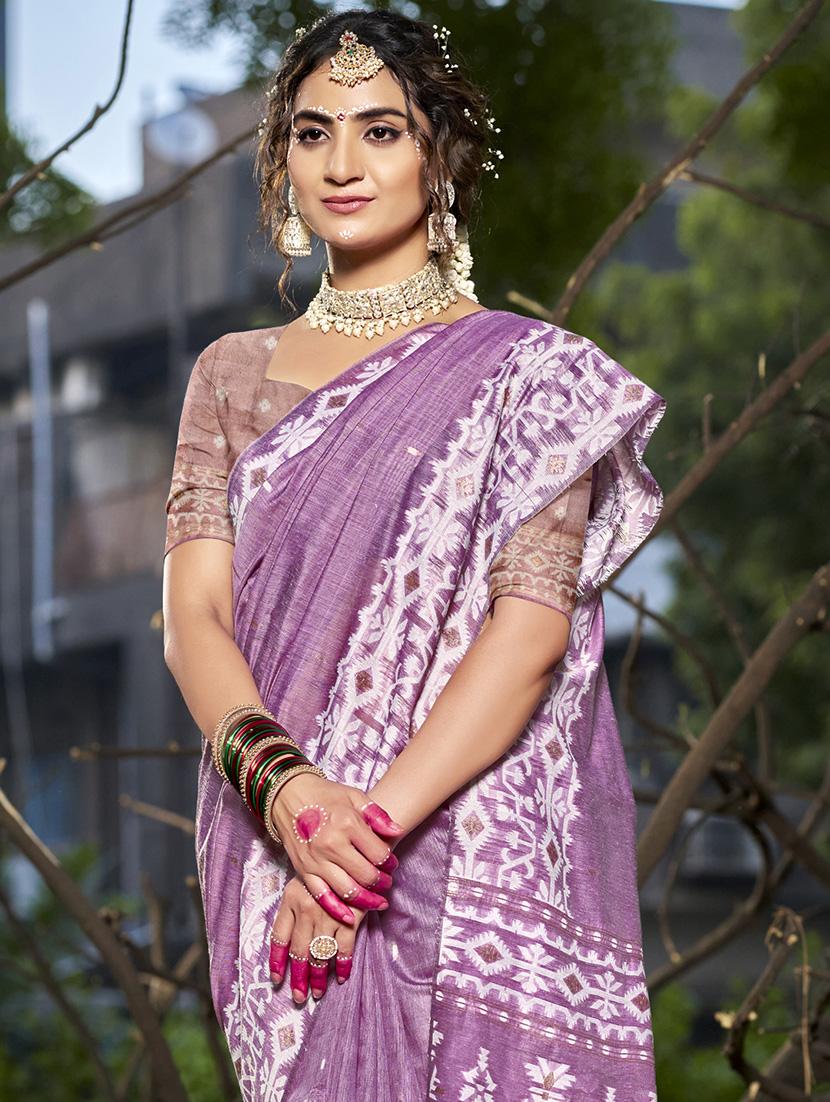 women self design tussar saree with blouse - 21671318 - Standard Image - 1