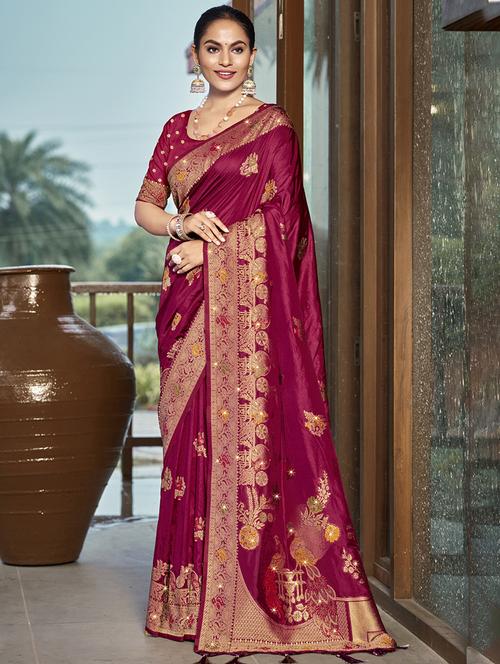 women self design banarasi saree with blouse - 21671345 -  Standard Image - 0