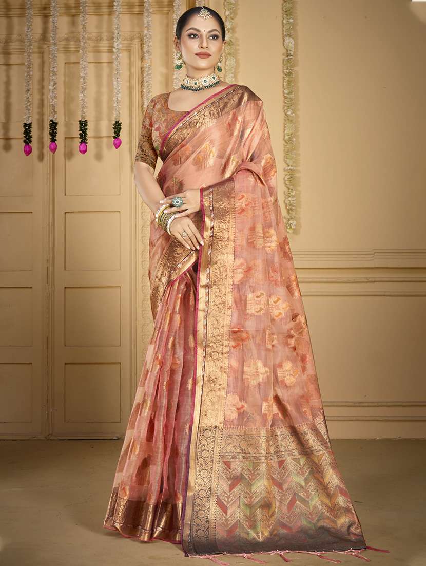 women self design chanderi saree with blouse