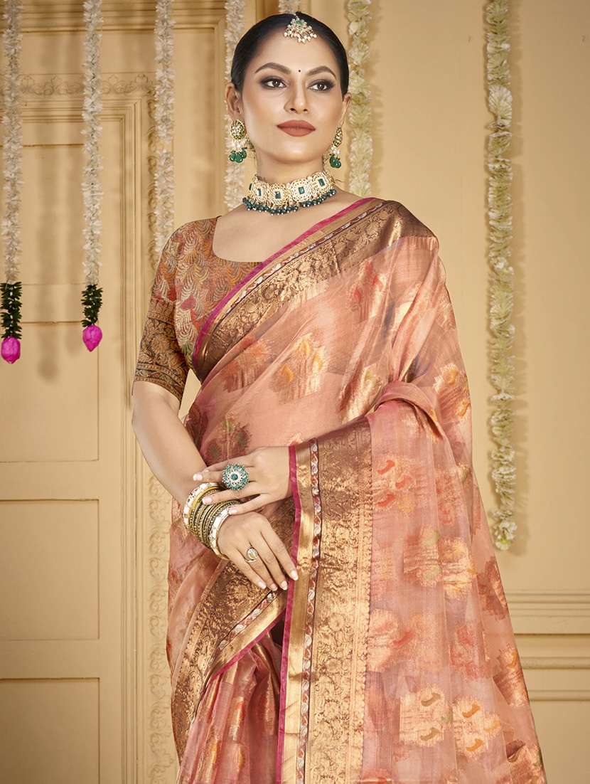 women self design chanderi saree with blouse - 21671357 -  Standard Image - 1