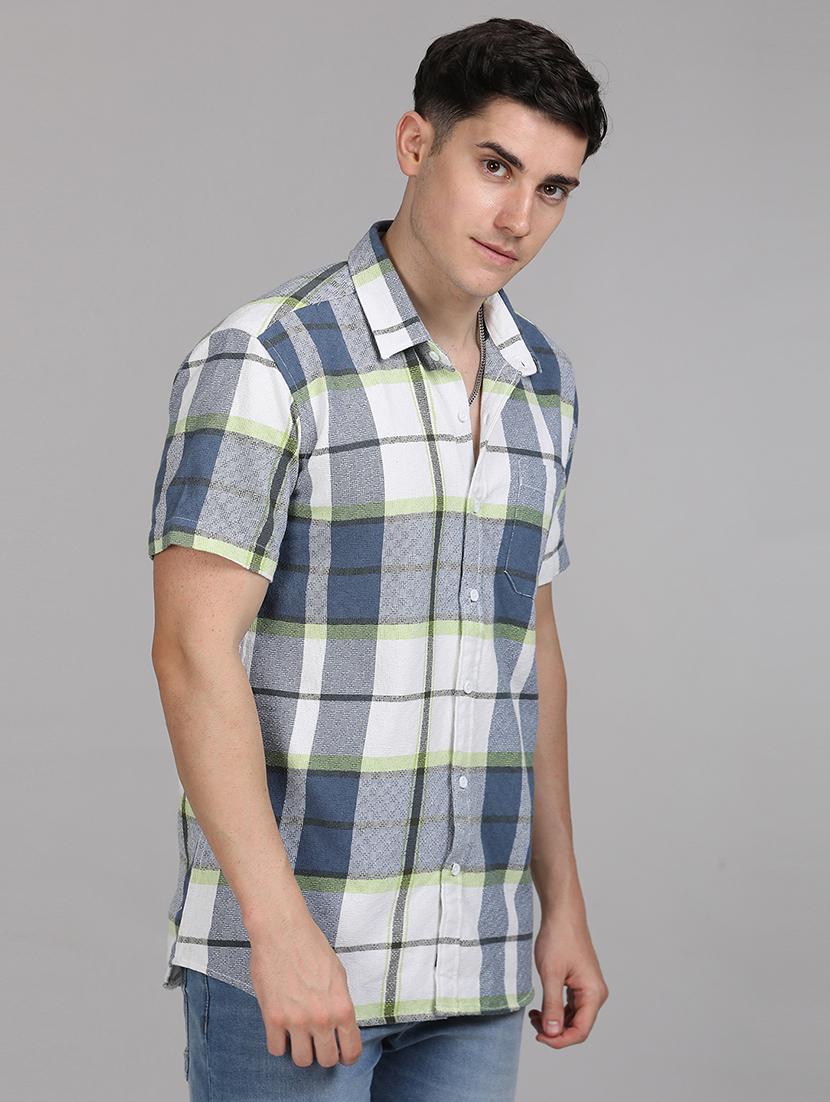men checkered collared casual shirt - 21671384 - Standard Image - 1