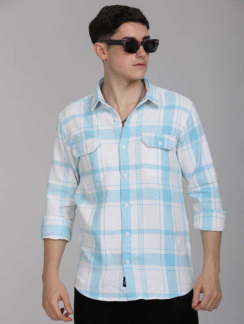 men checkered collared long sleeves casual shirt - 21671387 -  Standard Image - 1