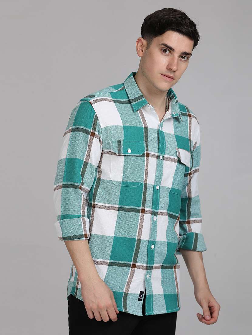 men checkered collared long sleeves casual shirt - 21671391 -  Standard Image - 1