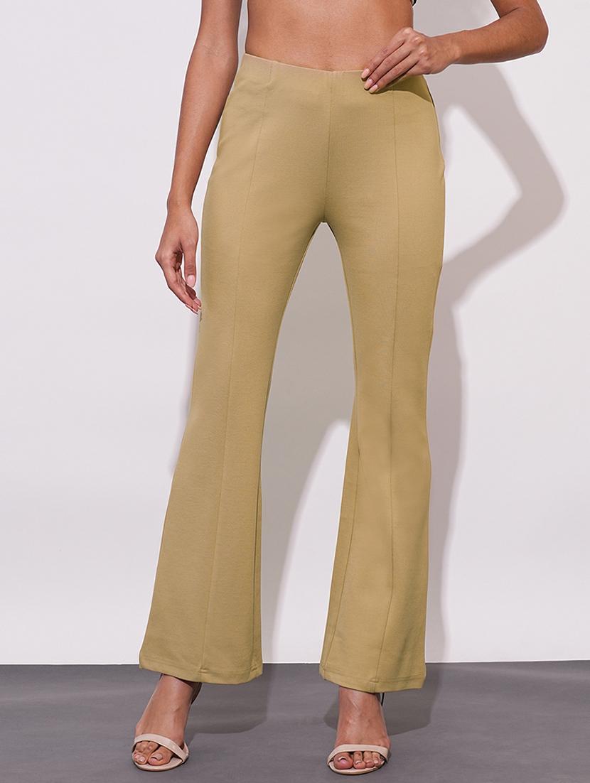 globus women camel stretchable mid-rise workwear bootcut treggings - 21671742 - Zoom Image - 0