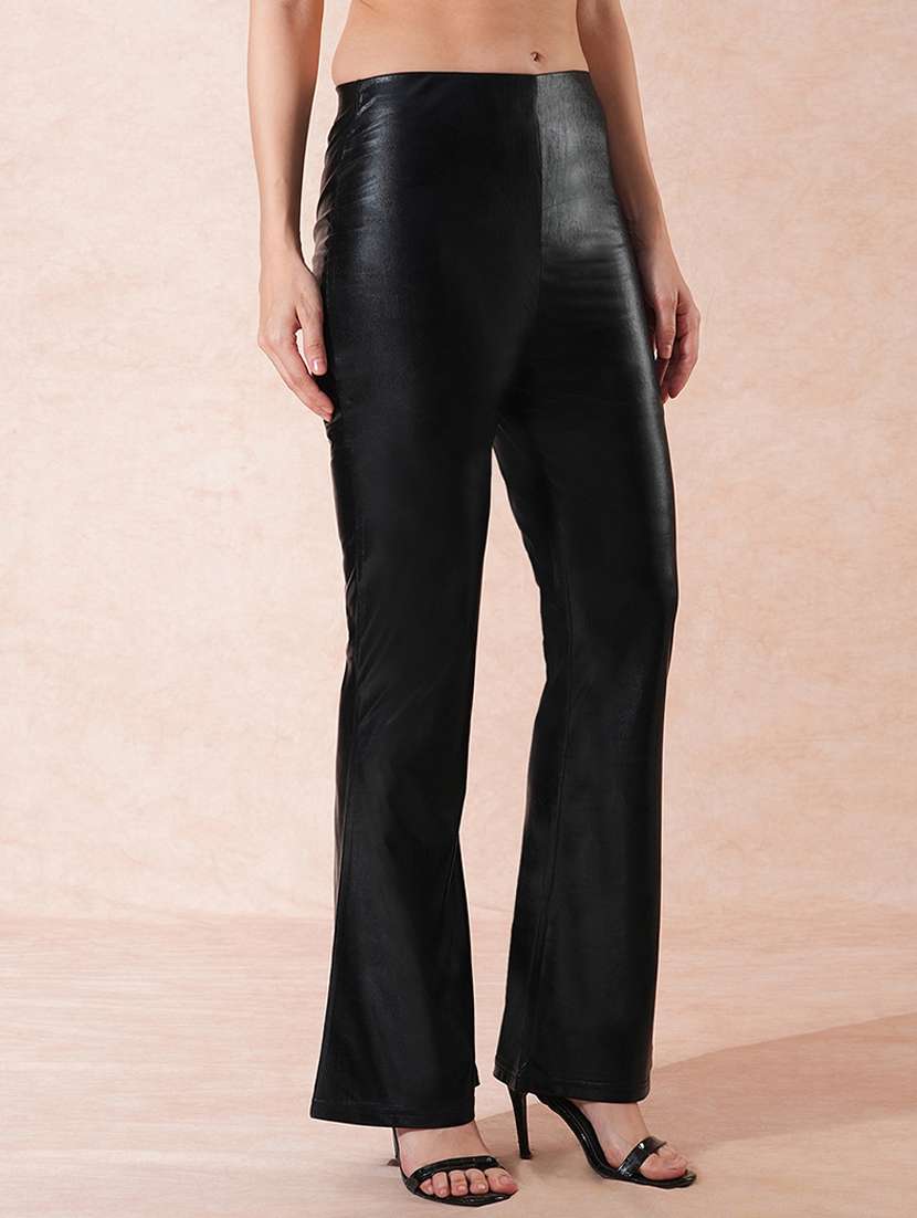 globus women midnight blue stretchable mid-rise sheen flared party treggings - 21671767 -  Standard Image - 1