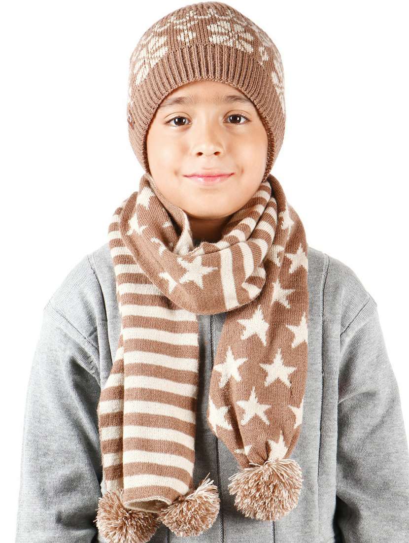 kids self design pack of 2 beanie & muffler combo - 21671877 - Standard Image - 4