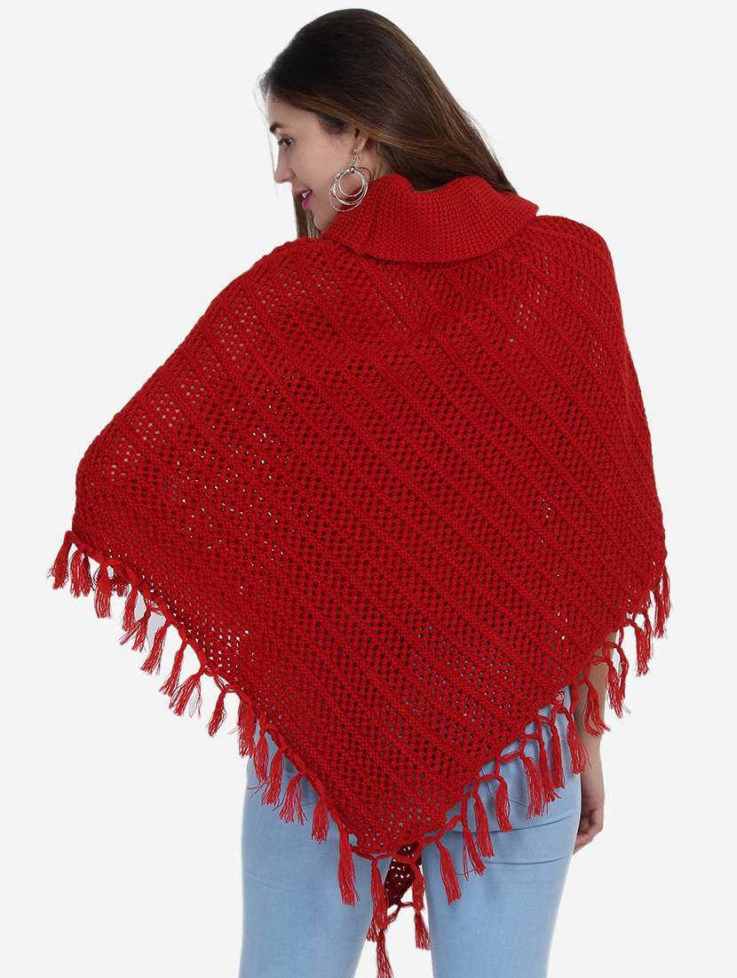 women self designed high neck poncho - 21671952 -  Standard Image - 4