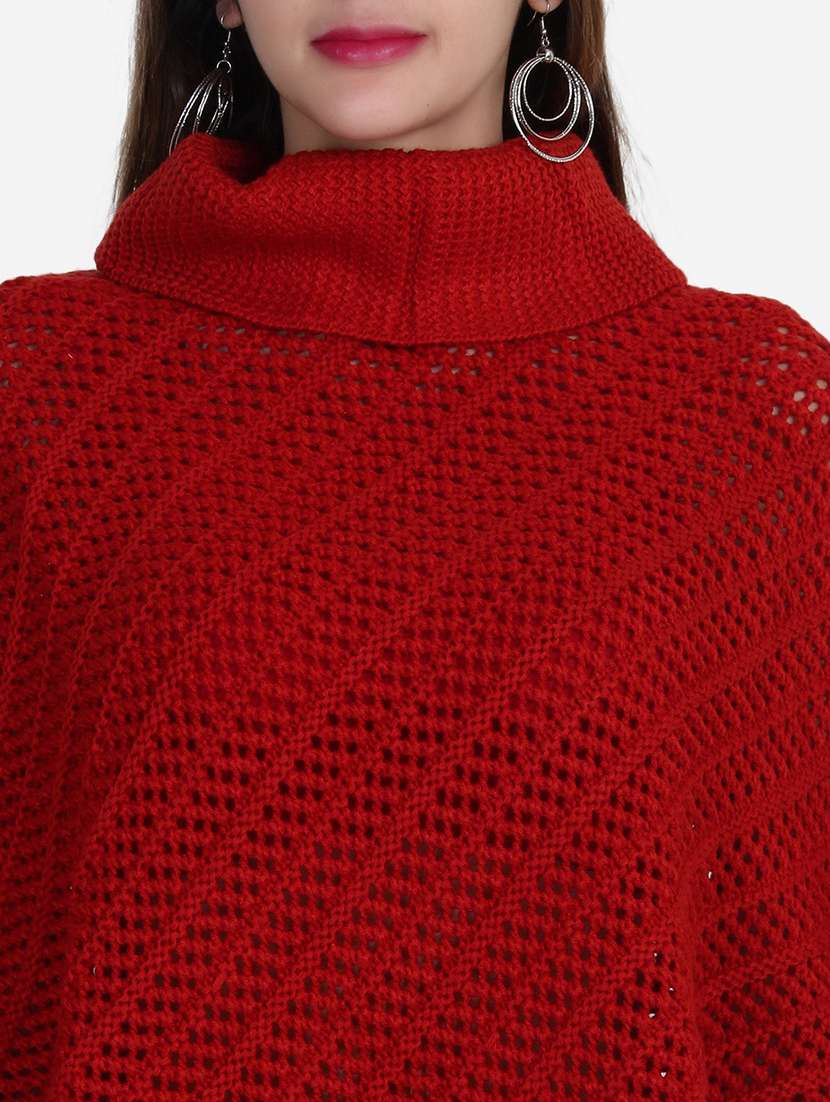 women self designed high neck poncho - 21671952 -  Standard Image - 6