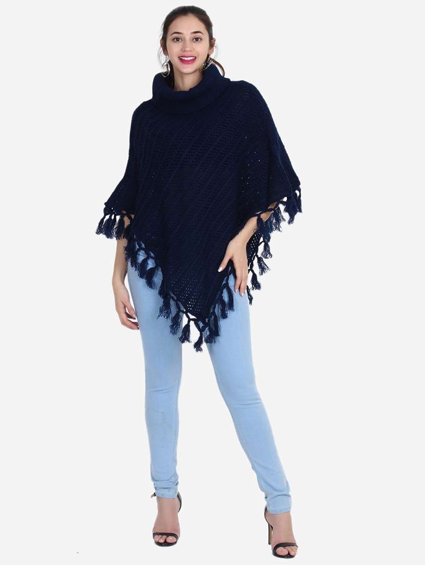 women self designed high neck poncho - 21671953 -  Standard Image - 1