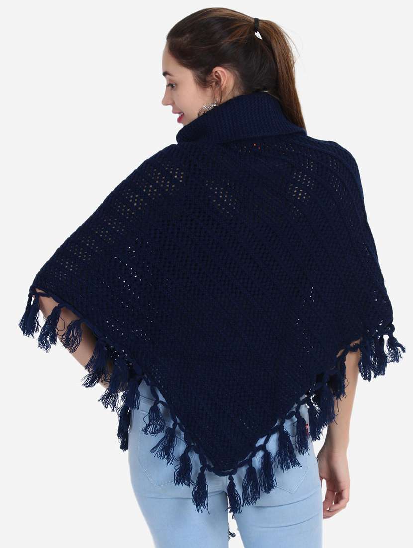 women self designed high neck poncho - 21671953 -  Standard Image - 4