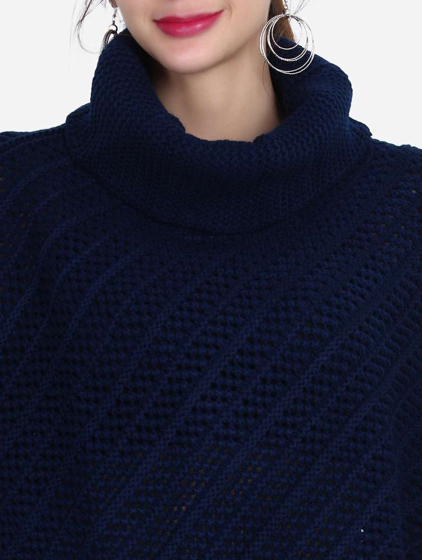 women self designed high neck poncho - 21671953 -  Standard Image - 6