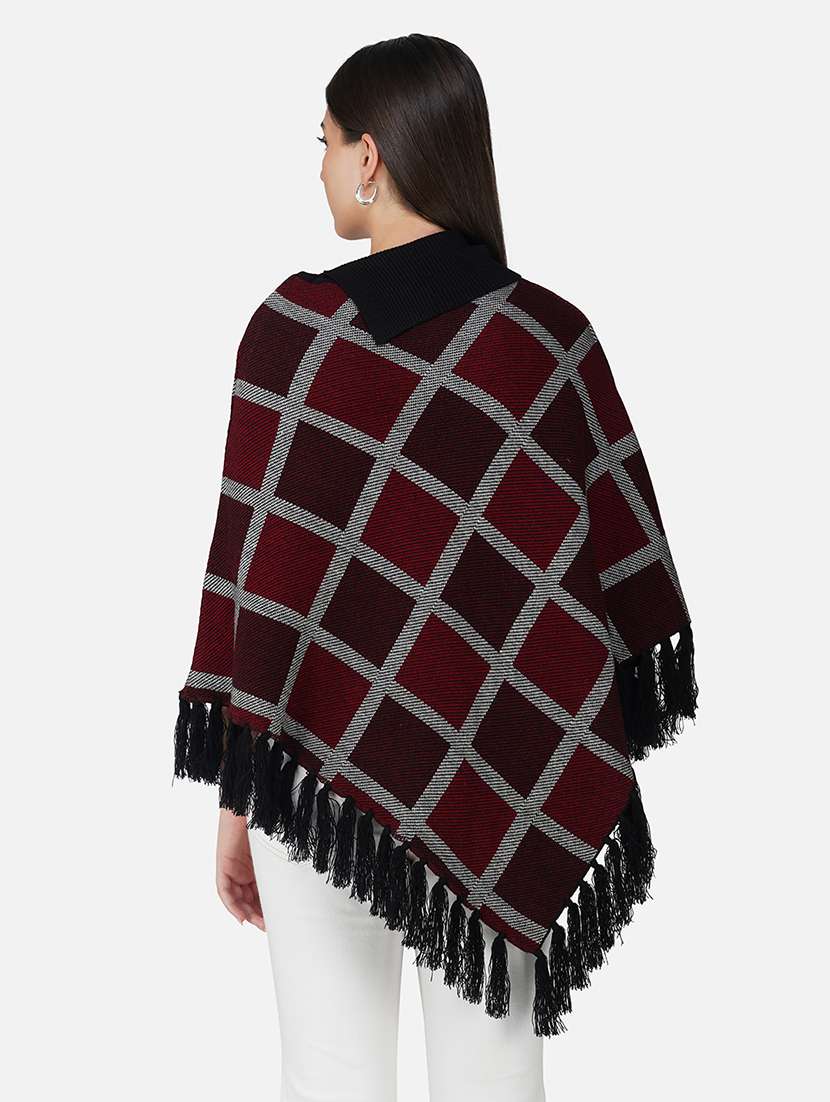 women black checkered ponchos - 21672001 - Standard Image - 4
