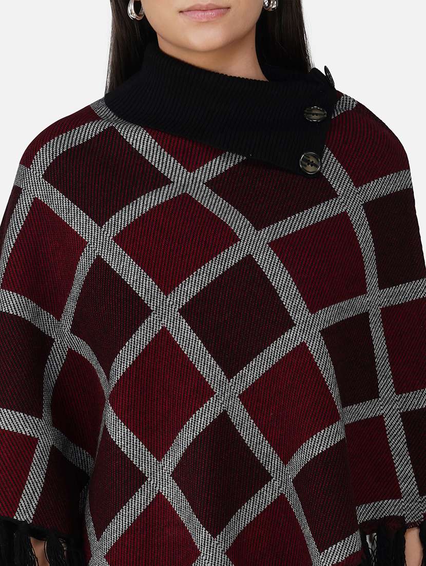 women black checkered ponchos - 21672001 - Standard Image - 6