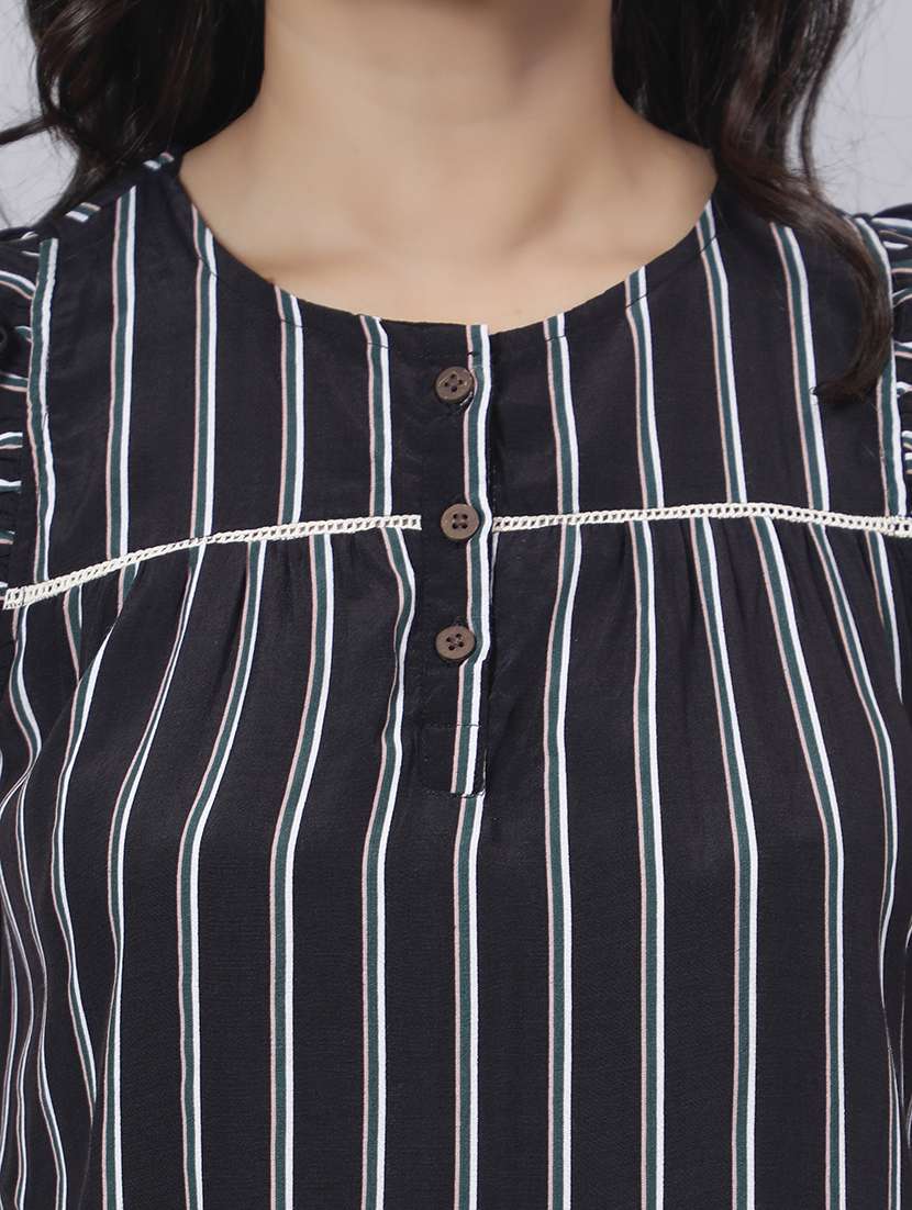 women striped top and shorts co-ord set - 21672074 -  Standard Image - 6