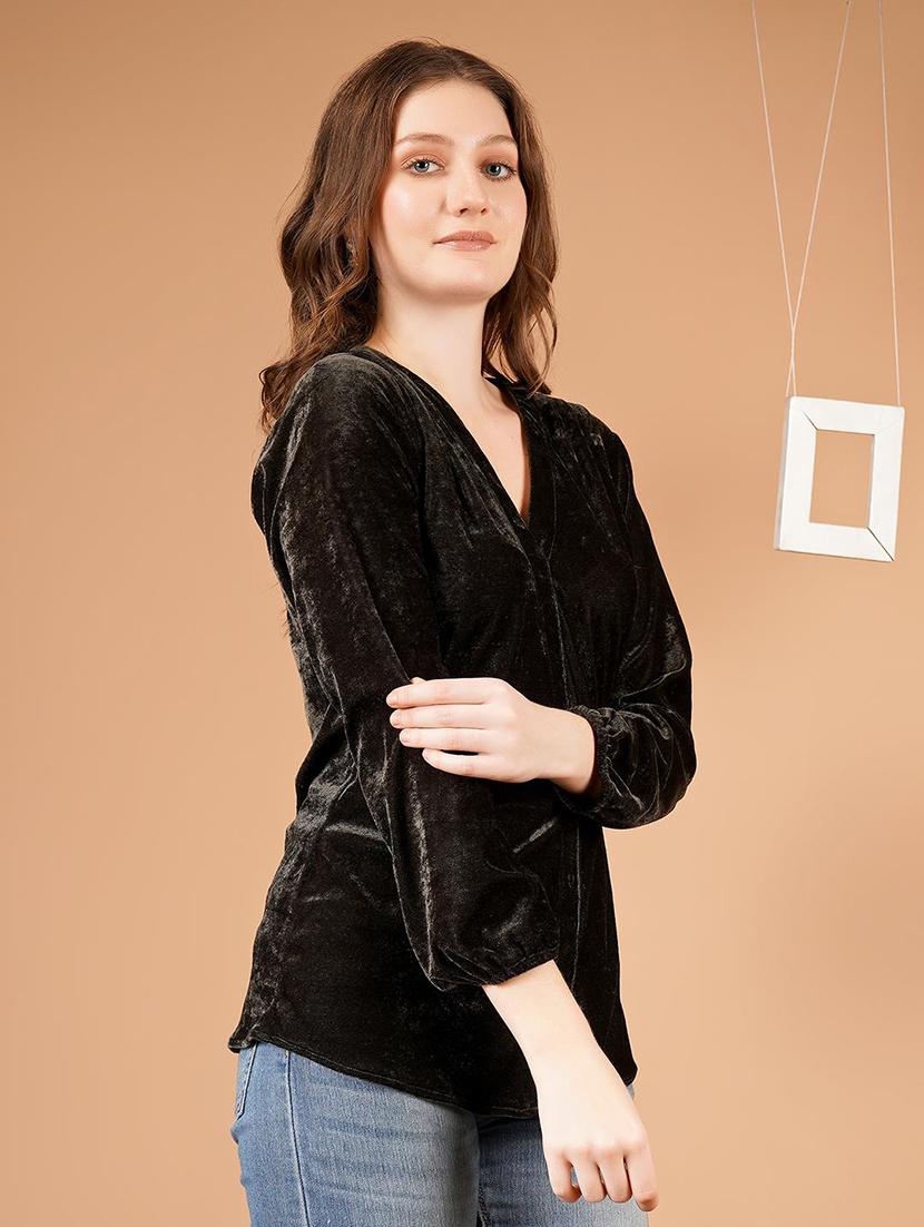 women solid long sleeves regular top - 21672109 - Standard Image - 1