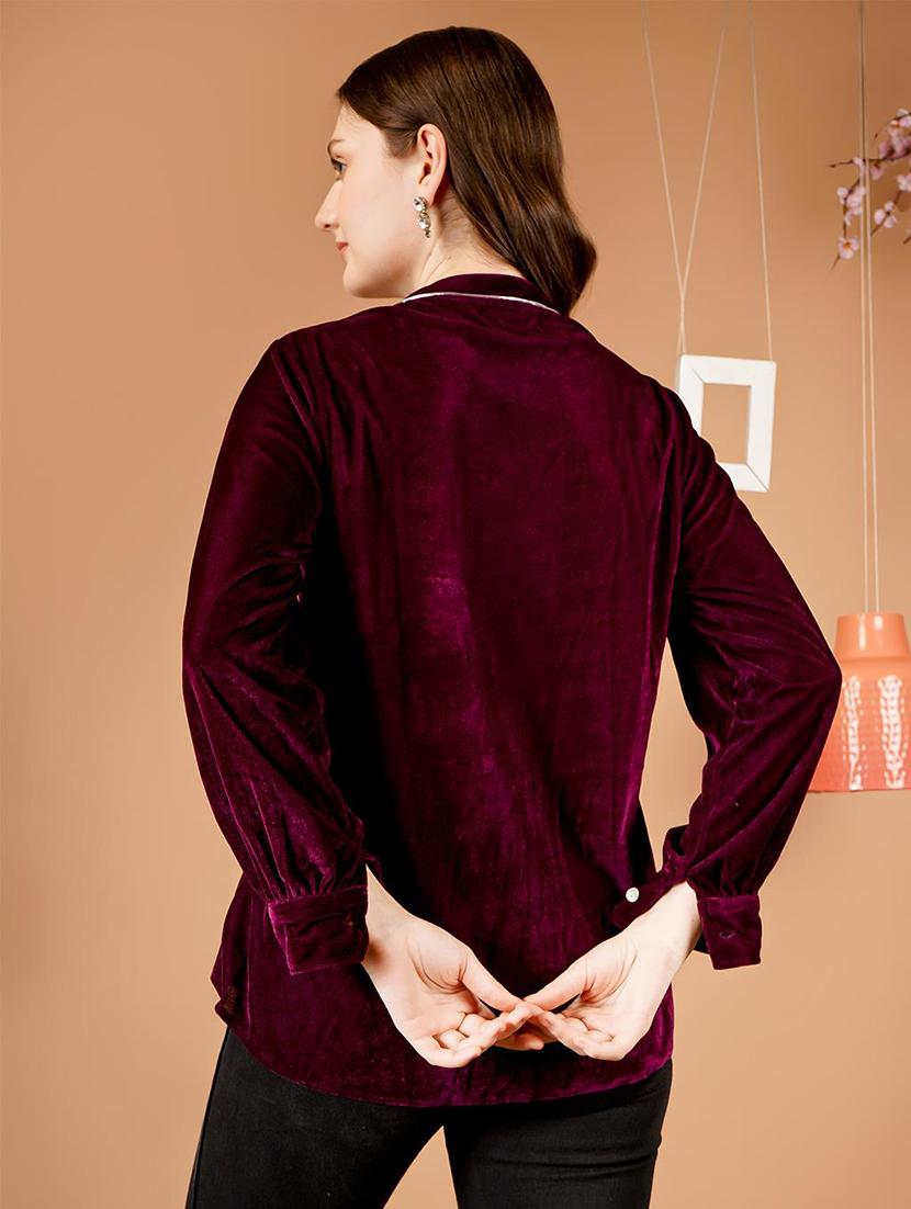 women solid puff sleeves a-line top - 21672111 - Standard Image - 1